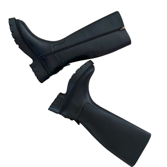 NEW Coach Black Leather Tall Lug Sole Riding Boots • Size 6B / 36.5 - Picture 4 of 12